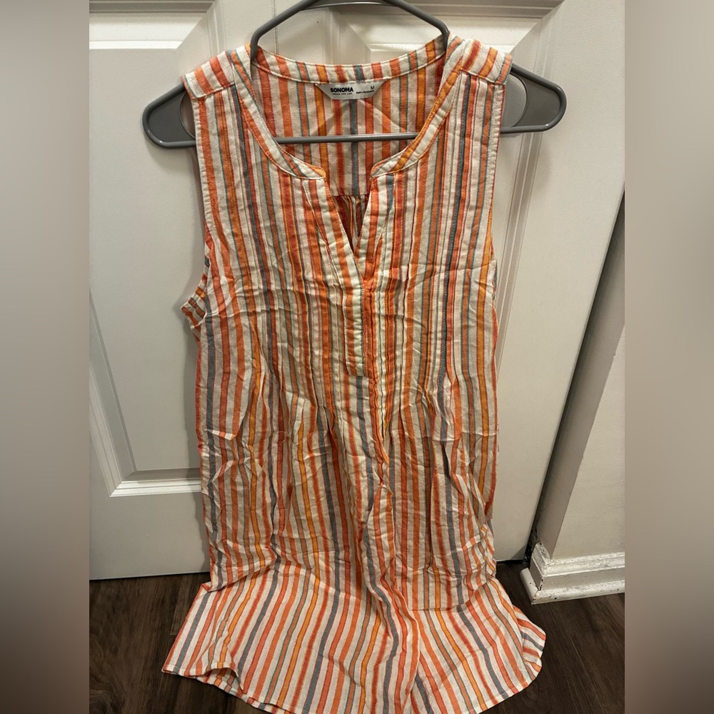 Sonoma Orange and White Shift Dress